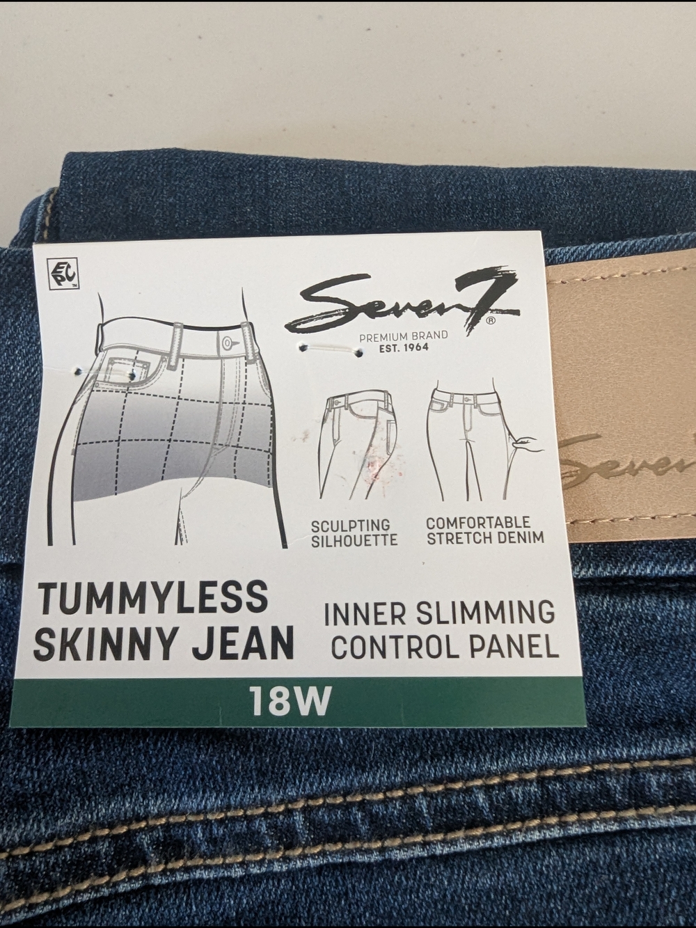 Seven7 Tummyless High Rise Skinny Jeans 18W NWT Dark Wash Stretch Denim - Picture 4 of 9